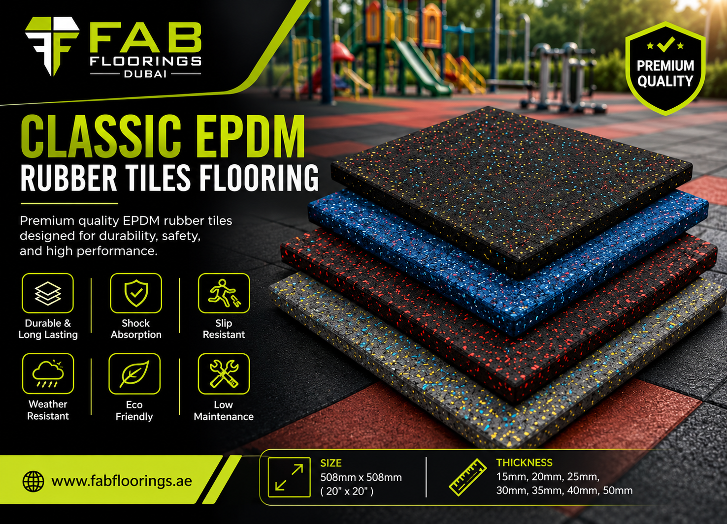 Classic EPDM Rubber Tiles Flooring in UAE