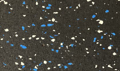 laminated interlocking rubber tile black with white & blue colour